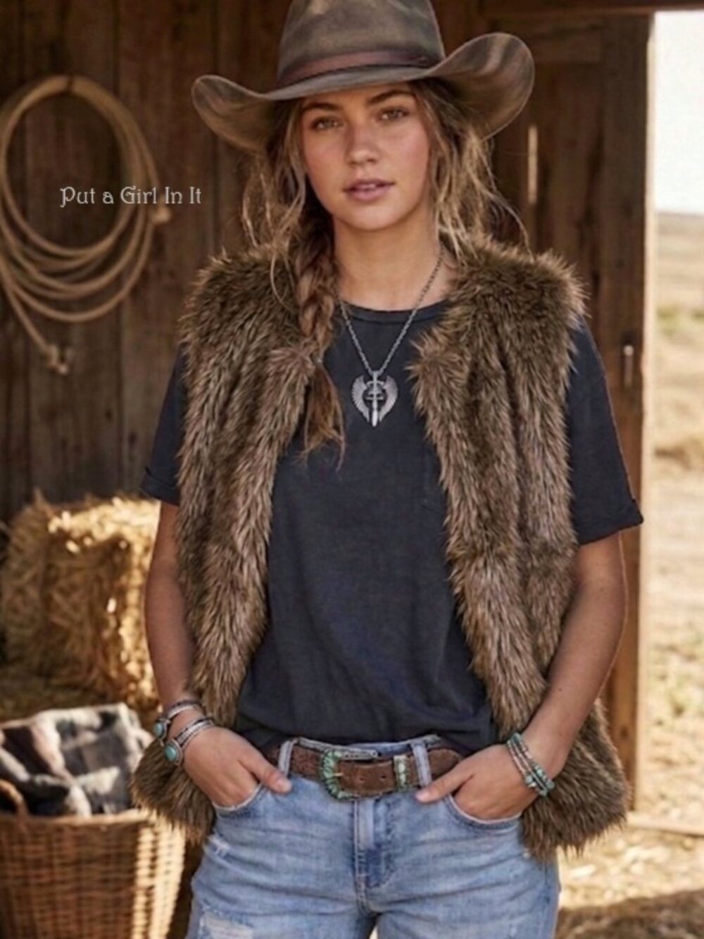 Vocal Apparel women's brown fuzzy soft faux fur sleeveless vest shirt xl furry